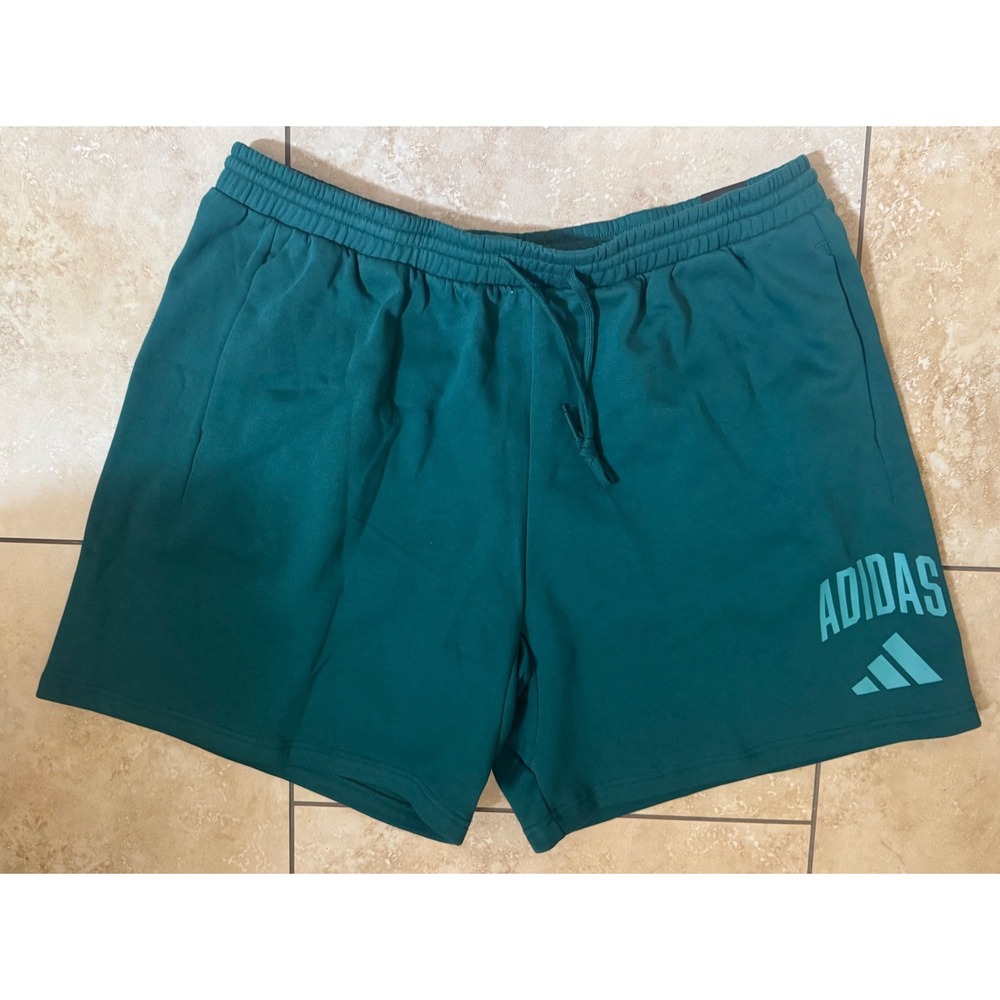Adidas Collegiate Shorts Men 3XL Green Fleece JM1727 Athletic Drawstring NEW